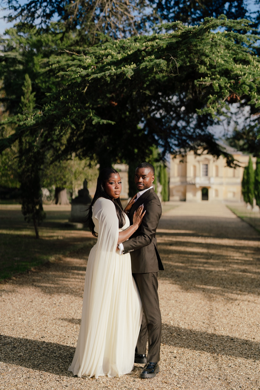Full-length portrait in the estate gardens
